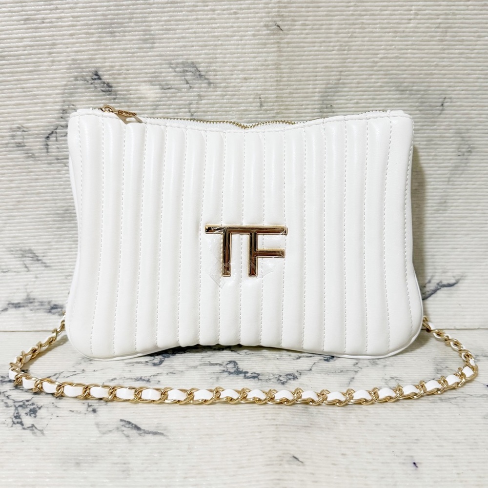 Tom Ford Beauty White Quilted Pouch / Shoulder Bag